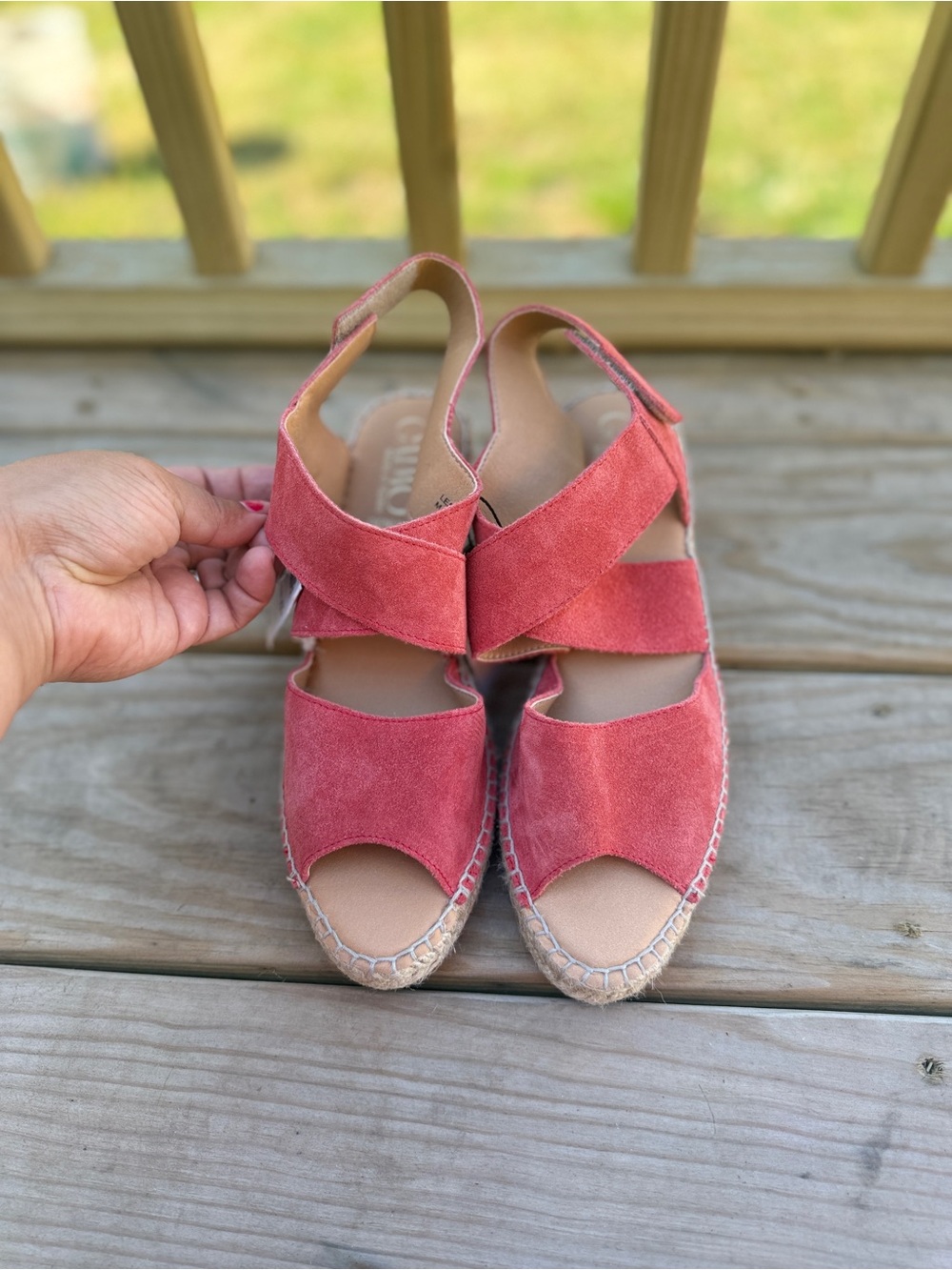 Suede Slingback Espadrille Sandals in Coral - Women’s Comfort